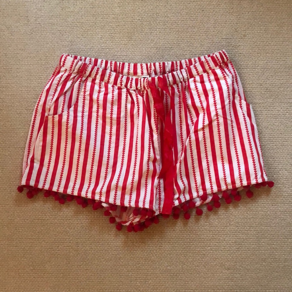 Red and White Figue Shorts